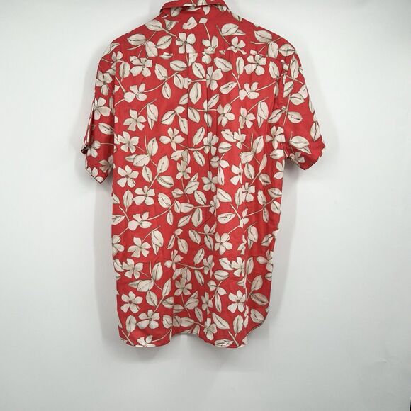 J Crew Hawaiian Shirt Mens Large Blue Floral Button Up Pocket Casual Preppy - Picture 3 of 8